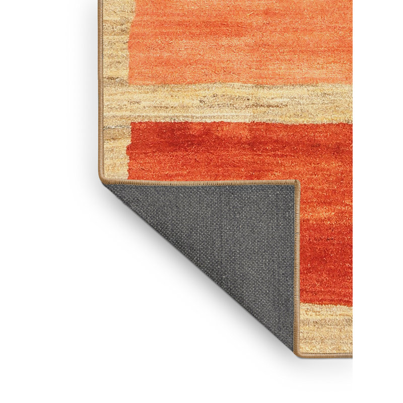 Tapis rayé orange / rouge, Rectangle 7 pi x 10 pi