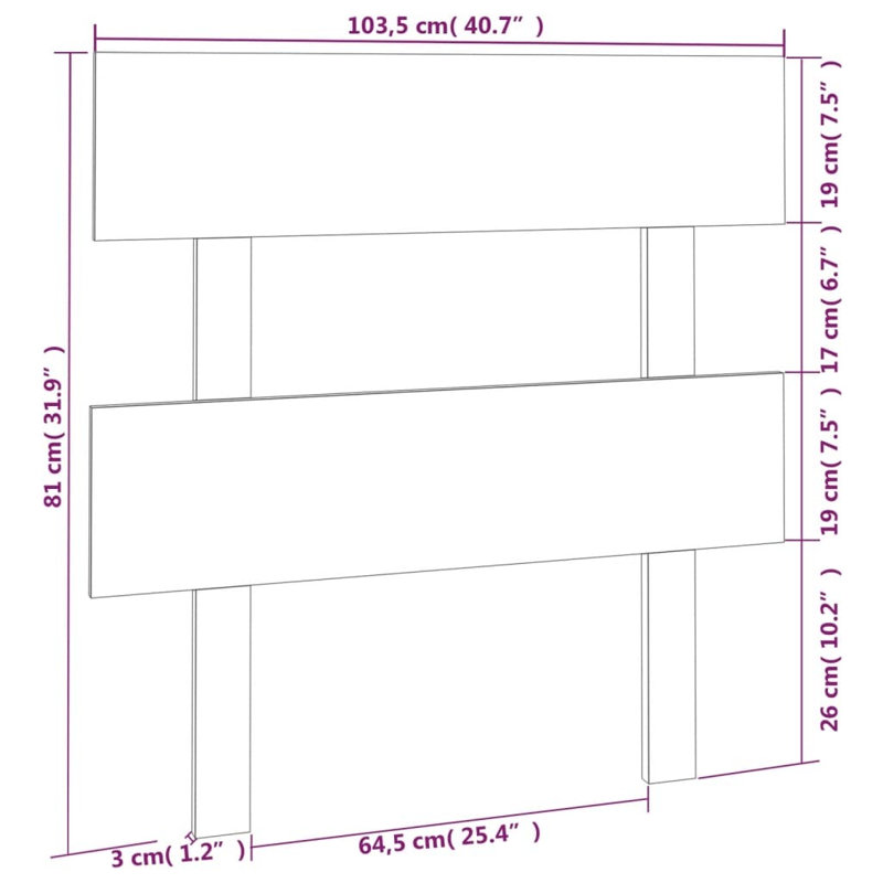 Clovis Solid Wood Headboard, 138 x 81 cm, Gray