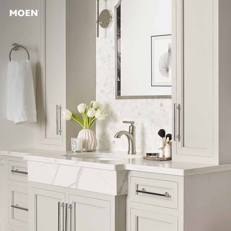 Halle Single Hole Bathroom Faucet with Drain Assembly, Stainless Steel