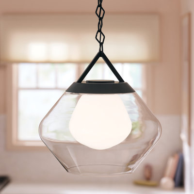  Luminaire suspendu 1 lumière avec verre extérieur transparent et verre intérieur opale