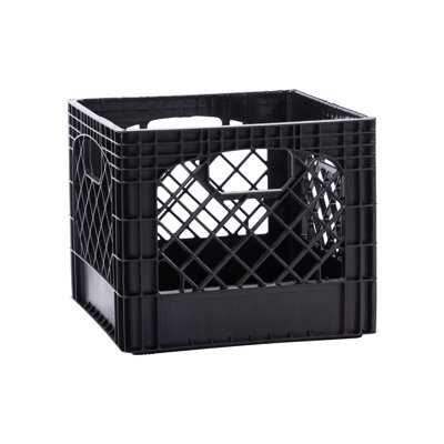 Plastic 16-Quart Storage Milk Crate - Black