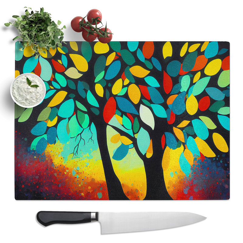 Graceful Abstract Trees  Glass Chopping Board