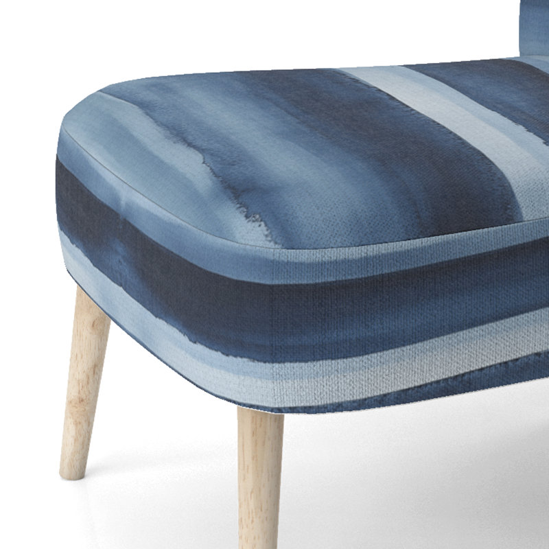Chaise rembourrée abstraite moderne transitionnelle - Chaise d'appoint Indigo Horizon IX, Side Chair Armless