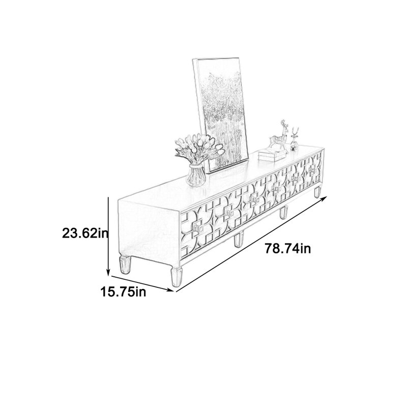 Large capacity TV cabinet beautiful and practical, 78.74"