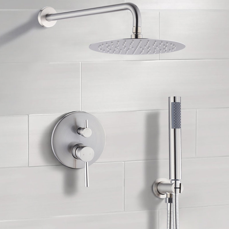 10" Brushed Nickel Shower Head Palpable - Rain And Movable Handheld Unit Luxury &, Brushed Nickel