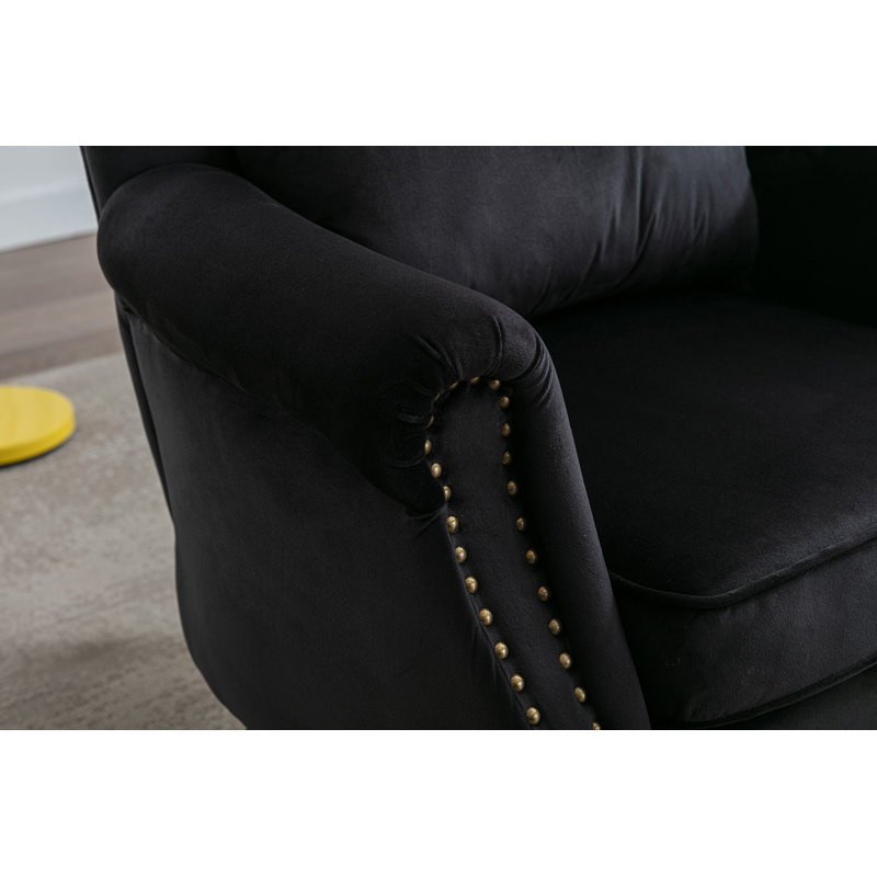 Dorava Velvet Accent Chair, Black