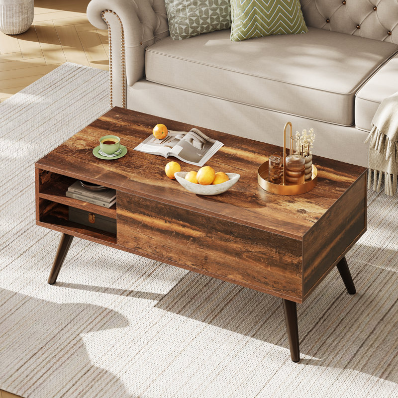Eoghan Lift Top Coffee Table with Storage, Modern Coffee Tables with Adjustable Shelf, Square Wood Coffee Table for Living Room