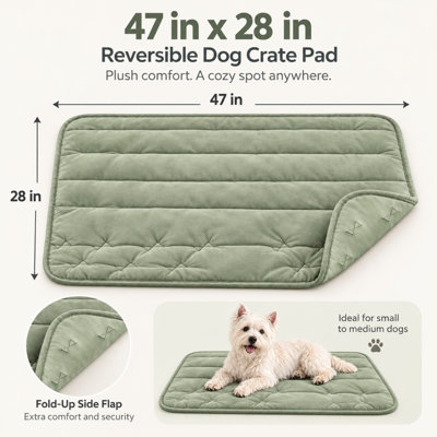 Reversible Warm and Cool Dog Crate Mat, 47 by 28 Inch