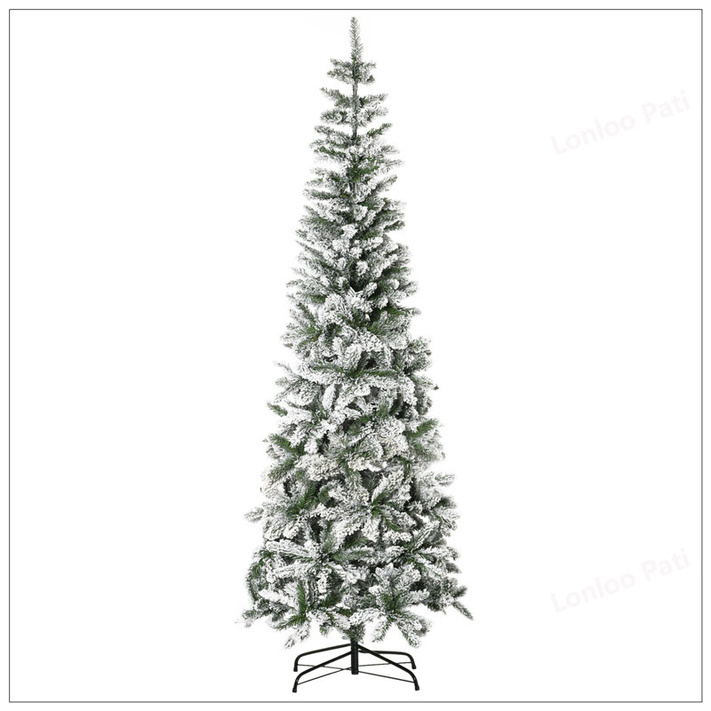 Arbre de Noël artificiel pin enneigé 7,5 pi avec des branches réalistes et 668 pointes pour un décor festif