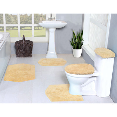 Athyrium Cotton 5 Piece Bath Mats Set, Quick Dry, Machine Washable, Absorbent