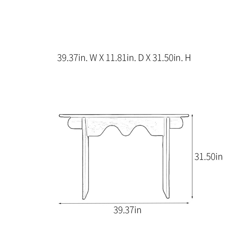 Retro Minimalist Art Console Table, Black, Natural Wood, 31.5" H x 39.37" W x 11.81" D
