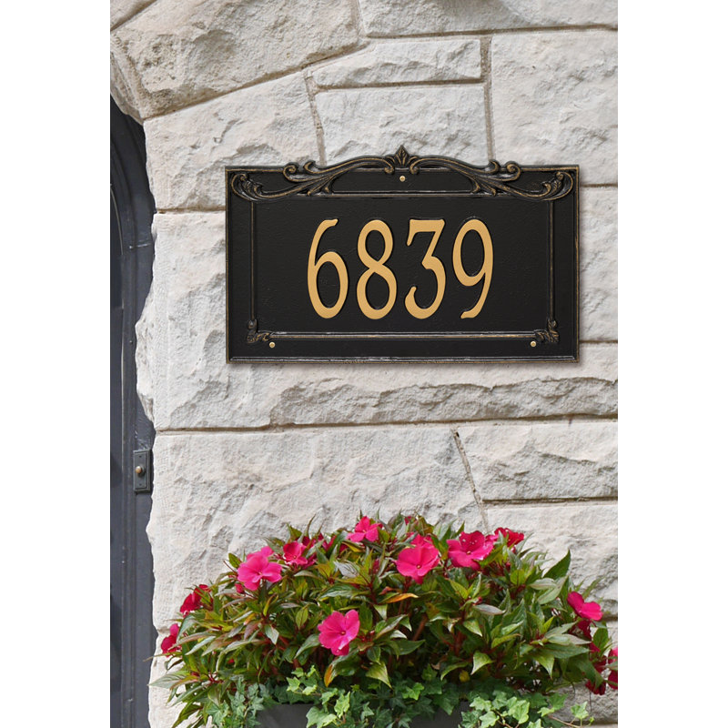 Signature Series 1-Line Wall Address Plaque, Black, Gold, Yes