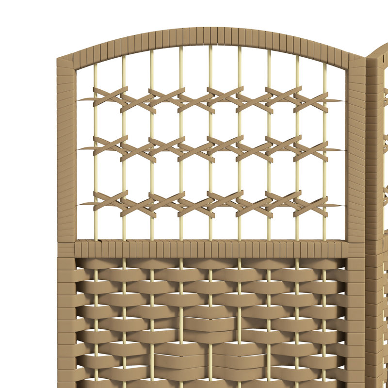 Cloison d'intimité pliante, cloison de 4 panneaux de 5,6 pi, intimité en fibre de vague, écran naturel pour espace de vie, cloison de séparation, texture maison