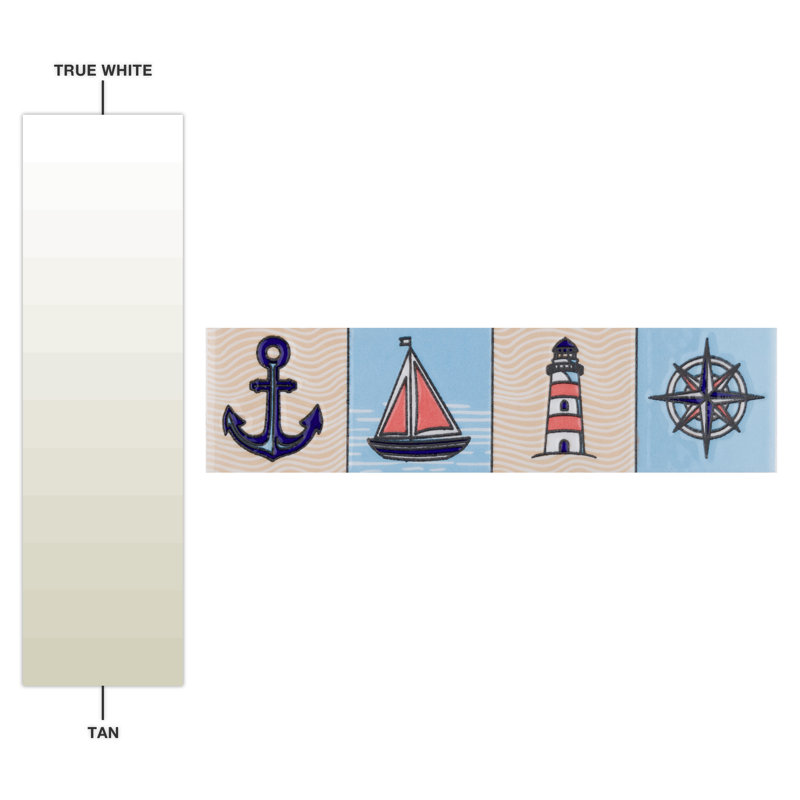 Captain Nautilius 2" x 8" Ceramic Specialty Trim in Navy Blue/Beige/Red
