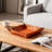 Lychee Pattern, Orange Square,Handmade Leather Tray For Jewelry And Watches, Waterproof And Scratch-Resistant Nordic Style Decorative Tray For Coffee Table, Snacks, Nuts, And Fruits Organization-1419145441