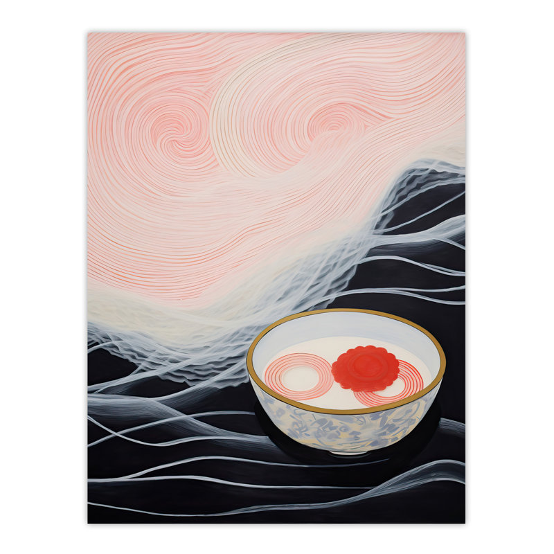 Wall Art Print Ramen Reflections Noodles at Sea Pink Midnight Kitchen Oil Painting Poster