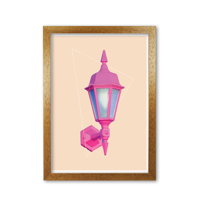 Geo Lamp - Print, Honey Oak Frame, 60 cm H x 42 cm W x 5 cm D