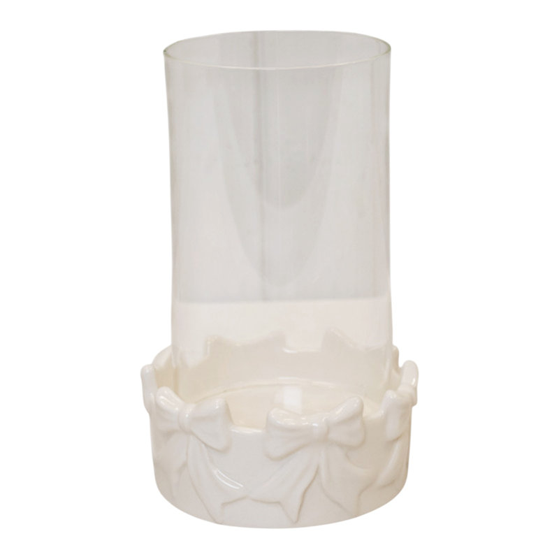Round Bow Candle Holder with Glass Insert