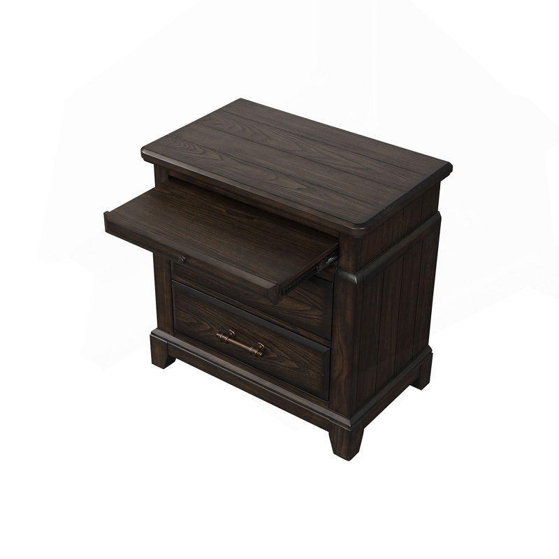 Table de chevet 2 tiroirs, Brun