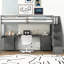 Lit mezzanine simple gris avec bureau et double contenant de rangement-1170313999