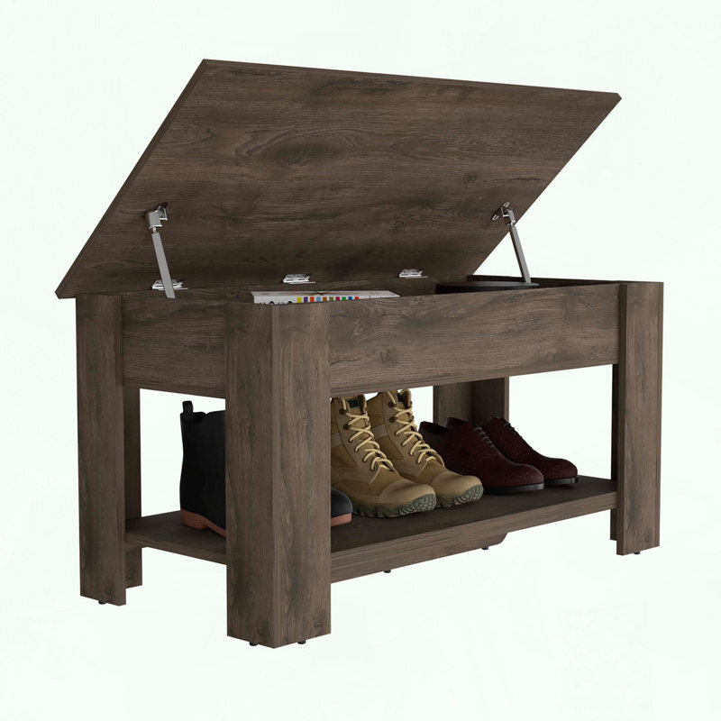 Table de rangement avec plateau relevable et tablette inférieure