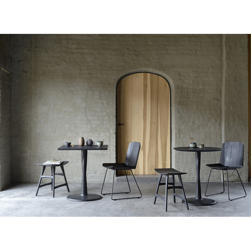 Torsion Round Solid Oak Dining Table, Black, 30"H x 28"L x 28"W