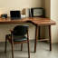 Bureau en bois de noyer durable en forme de L-21601670