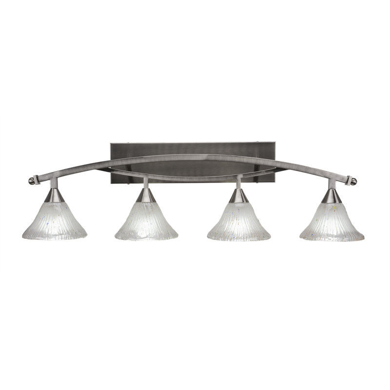 Barre d'éclairage de salle de bain 4 lumières à intensité variable Eisenhauer, Bronze, Cristal givré