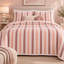Couvre-lit réversible Lehar rose poudré à rayures feuillues, 100 % coton, 90 po x 108 po-130726957-130726964