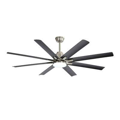 66 Inch Large Ceiling Fan With Dimmable Led Light 8 Abs Blades Smart Remote Control Reversible Dc Motor For Living Room