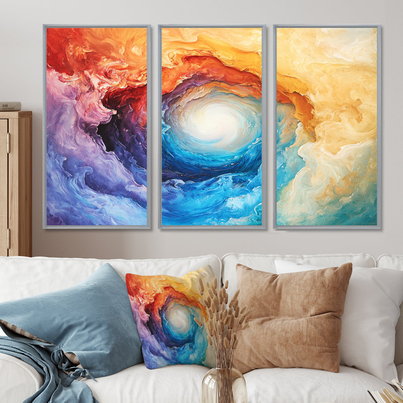 Cosmic Vortex In Universe - Space, art mural, H 40 po x l 60 po, Reproduction avec cadre flottant, Argent argent