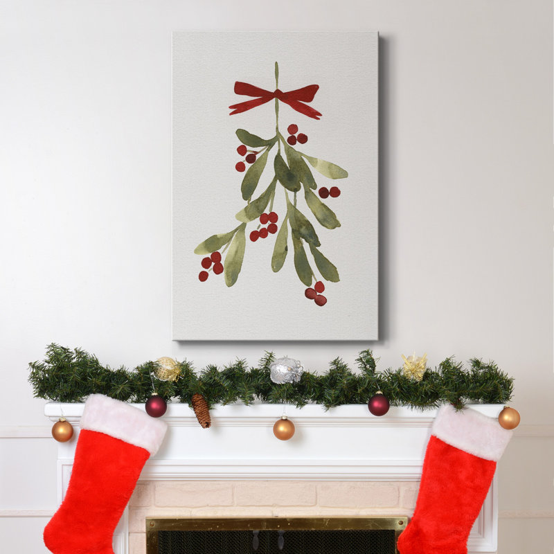 Mistletoe Bow I - Toile tendue avec châssis de qualité supérieure - prête à être accrochée, H 40 po x l 30 po x P 1 po