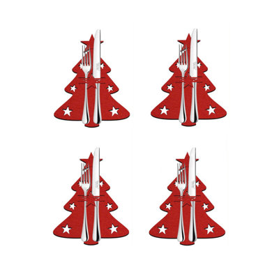  4PCS New Christmas Tree Cutlery Knife and Fork Cover Table Decoration