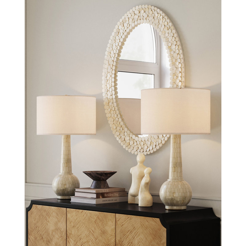 Merriam Oval Bone, Engineered Wood Mirror