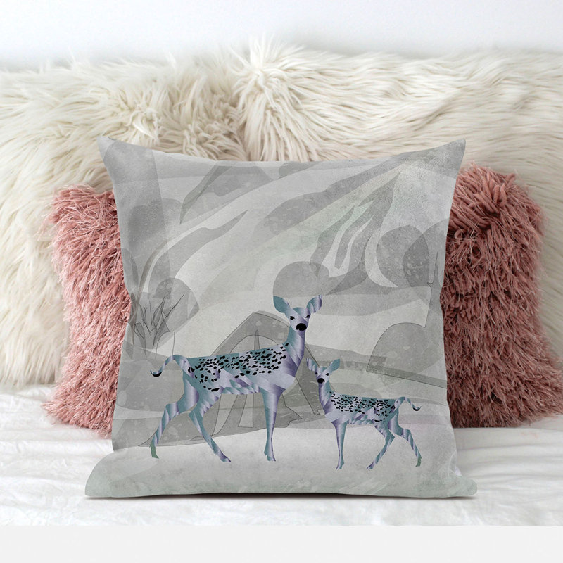 Indoor / Outdoor Square Cushion, Grey/Green, 51cm H x 51cm W