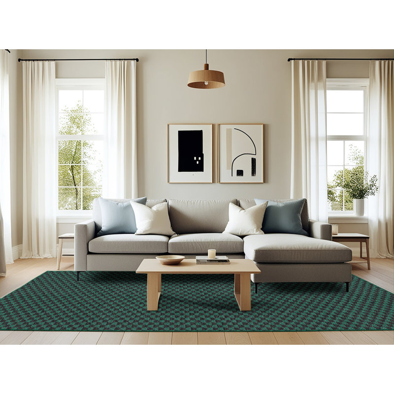 Tapis vert tissé à la machine, Rectangle 6 pi x 9 pi