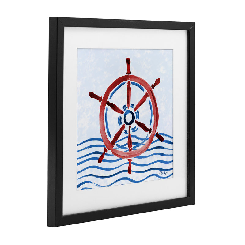 Impression encadrée sous verre en forme de heaume nautique brossé, design par Paul Brent, H 13 po x l 13 po