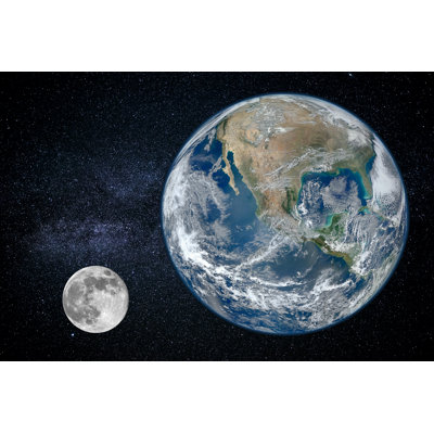 Earth And Moon - Wrapped Canvas Print