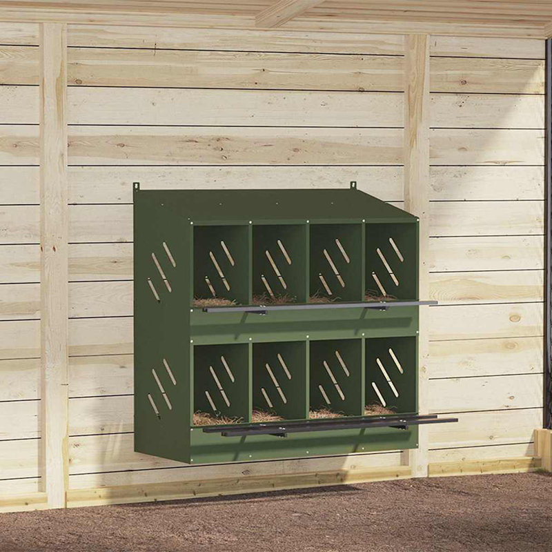  Chicken Nesting Box With 8 Compartments Metal, Olive Green