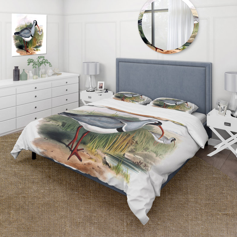 Ensemble de housse de couette style campagne rétro VI - animaux en microfibre