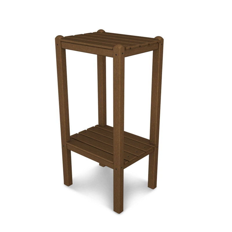 POLYWOOD Two Shelf Bar Side Table, Teak
