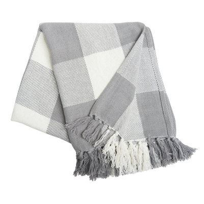 Bania Franklin Slate Gingham Check Throw Blanket