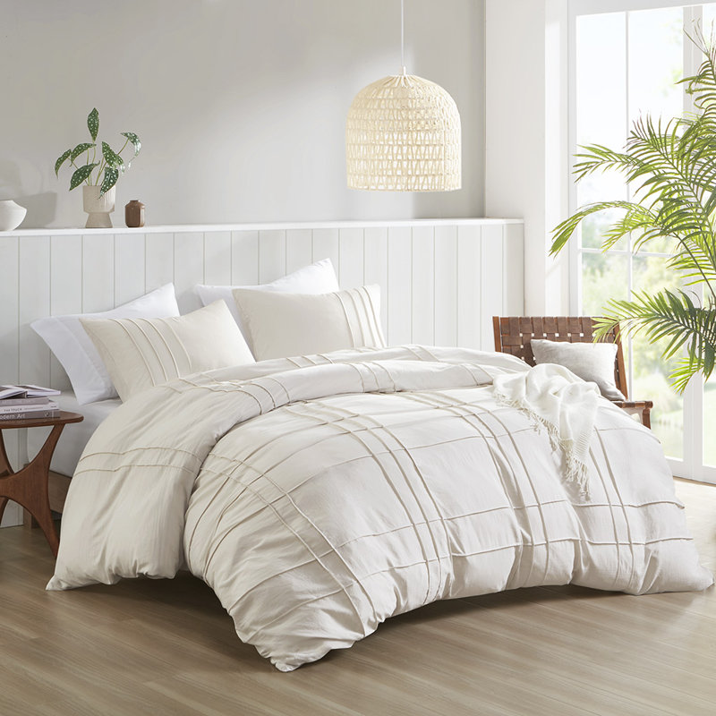 Ensemble de housse de couette pour grand lit 3 pièces Harris, Housse de couette pour grand lit et 2 taies décor, Neutre