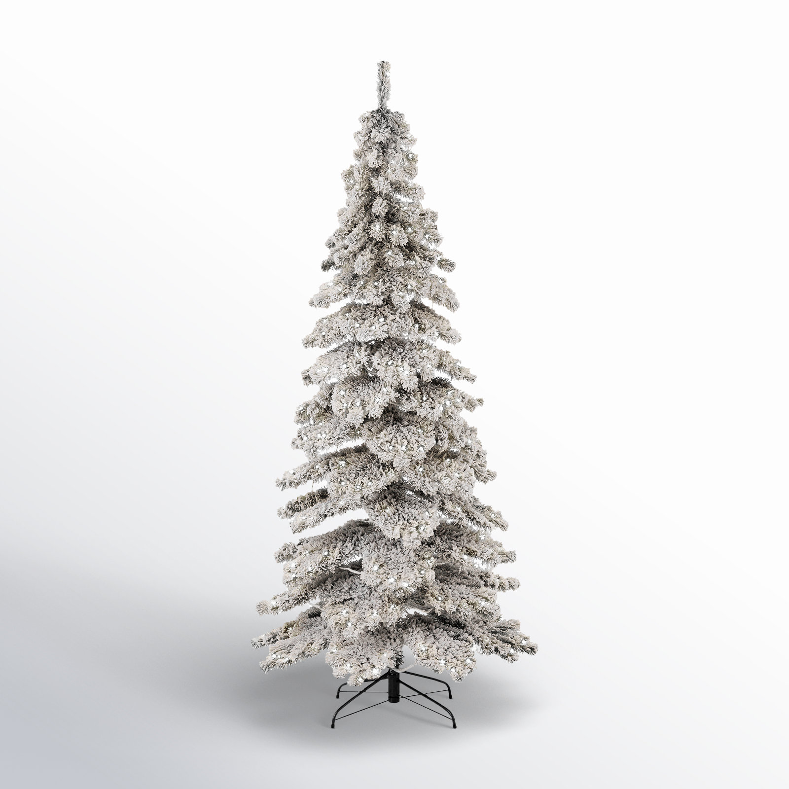 The Holiday Aisle® Hersi Slender Flocked/Frosted Spruce Christmas Tree with LED Lights & Reviews | Birch Lane