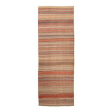 Brown Stripe Vintage Anatolian Kilim Wool Runner - 4'1" x 13'6"