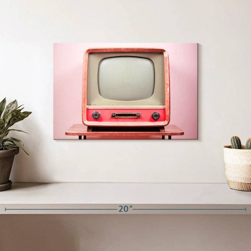Téléviseur rose rétro Kerner, H 8 po x l 12 po