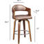 Tabouret de bar pivotant à hauteur de comptoir en bois et similicuir 27 po Mid-Century