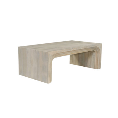 51" White Solid Wood Double Pedestal Coffee Table