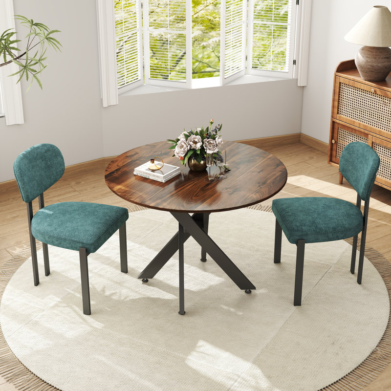 Ensemble repas rond à piédestal, 3, Brun, Vert