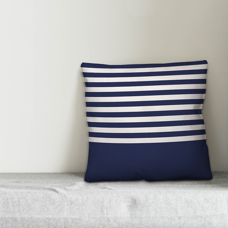  Housse de coussin Block Stripe, 20 po x 20 po, Bleu marine/blanc, Polyester / bourre en polyester